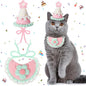 Sanwuta 2 Pcs Cat Birthday Party Supplies, Knit Cat Hat Kitten Birthday Bib by Sanwuta