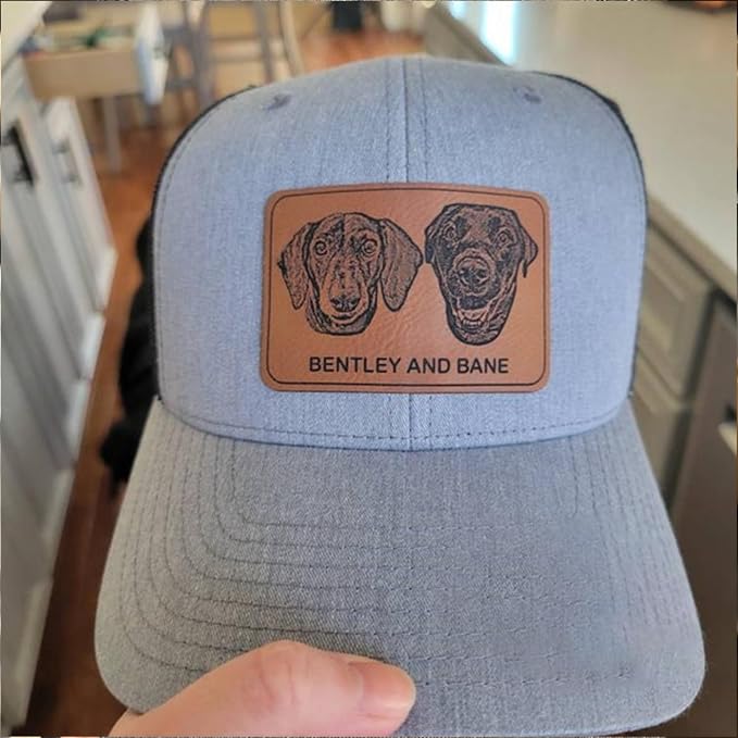 Custom Dog Photo Trucker Hat Leather Patch, Personalized Hat - Image 6