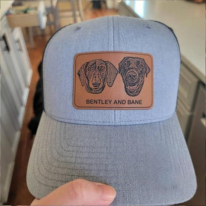 Custom Dog Photo Trucker Hat Leather Patch, Personalized Hat - Image 6