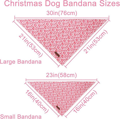 Valentine Triangle Pink Heart Bandana, Cotton Kerchief - Image 4