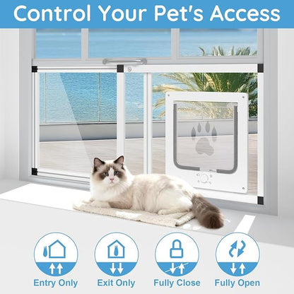 Sliding Cat Door for Window, Fits 37"-45" Width Window, 2-Min Install | - Image 2