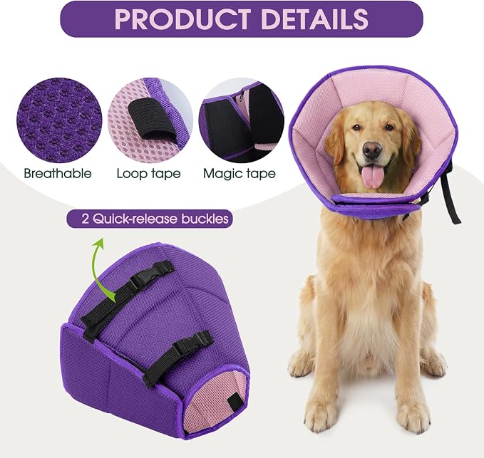Dog Cone for Large Dogs After Surgery, Adjustable Soft Recovery Cone Collar for - Image 4