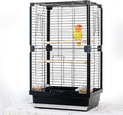 25 inch Bird Cage, Portable Travel Parrot Cage, Double-Layer Parakeet Cage by JOUSONTY