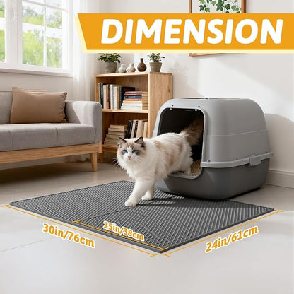 Pieviev 2 Packs Cat Litter Mat Double Layer Waterproof Urine Proof Trapping Mat - Image 2