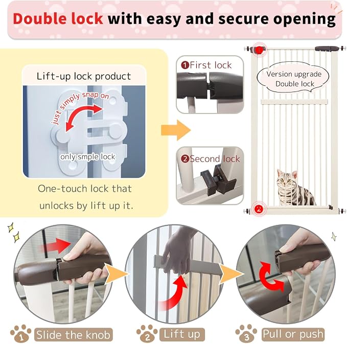 Lumizone Extra Tall Pet Gate 55.12" High Pressure Mounted 46.65"-50.78" Extra - Image 8