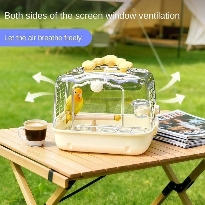 Bird Travel Cage – 12.32x9.06x9.17 inch Transparent Parrot Carry Bag | Bird - Image 5