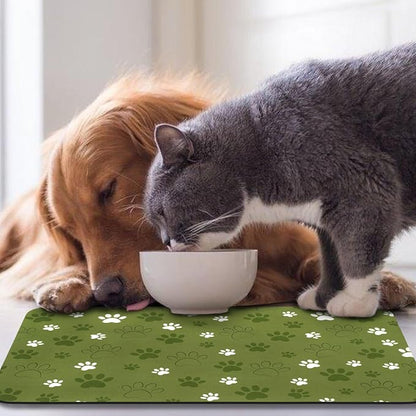 Dog Food Mat, Absorbent Water Bowl Mats Cat Pet Feeding Placemats Dark Green 17 - Image 7