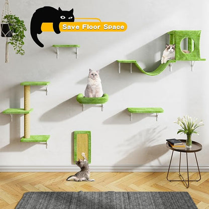 NUNU LAB Wall Mounted Cat Climber Set, Scratcher Board and Hammock, Shelves - Image 4