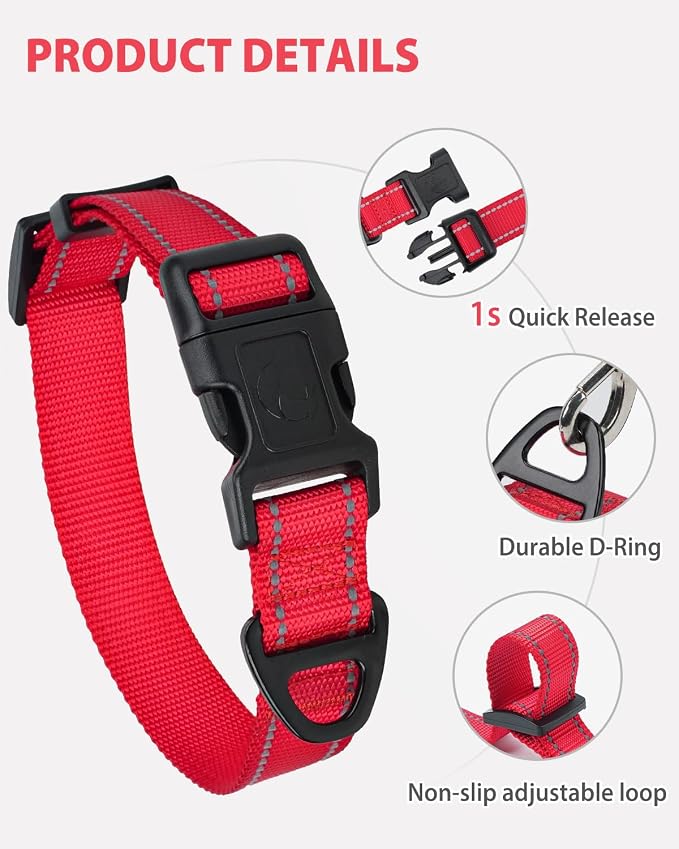 Joytale Large Dog Collar, Reflective and Adjustable Nylon Pet Collar - Image 4
