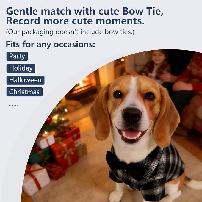 Koneseve Dog Shirt, Pet Plaid Clothes Shirt T-Shirt Sweater Matching Breathable - Image 5