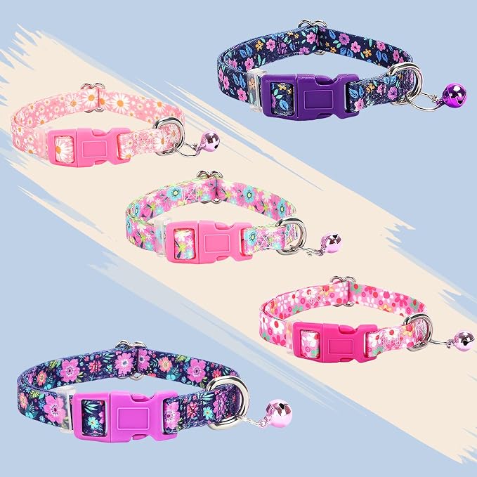 Floral Small Dog Collar with Bell - Image 6
