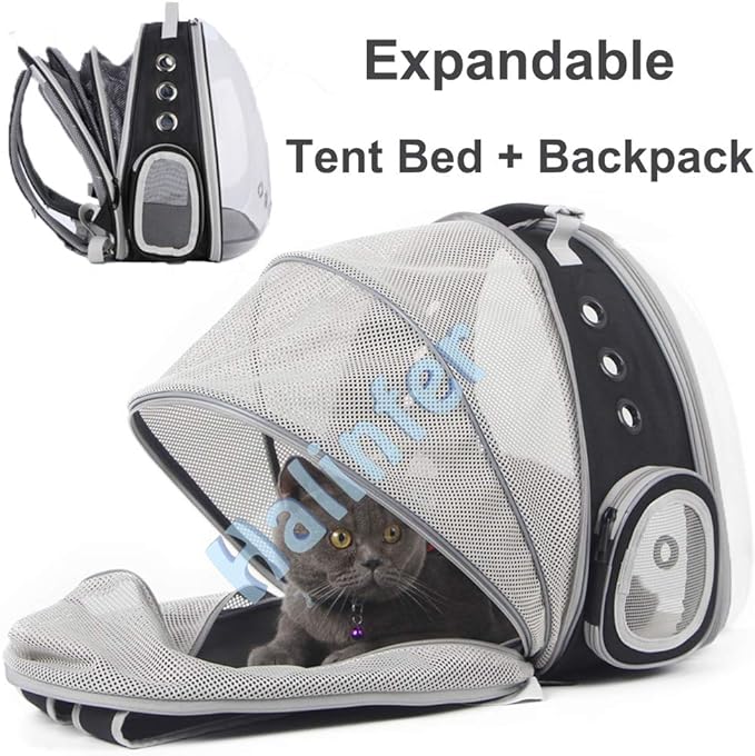 Back Expandable Cat Backpack Carrier, Fit up to 12 lbs, Space Capsule Bubble - Image 4