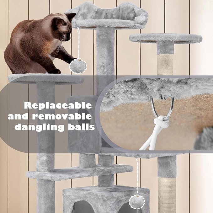 54 Inches Cat Tree Tower for Indoor Cats, Cat Tree Tower Condo - Image 5