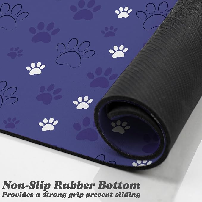 Dog Food Mat, Absorbent Water Bowl Mats Cat Pet Feeding Placemats Dark Blue 12 - Image 3