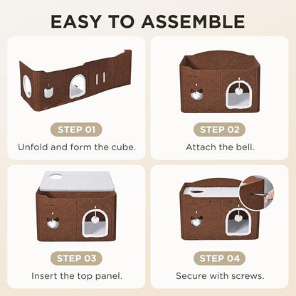 Joydeco Cat House for Indoor Cats, Extra Wide Scratch Resistant Felt Cat Condo - Image 7