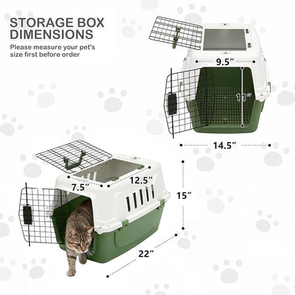 MoNiBloom 22-Inch Dog Crate Plastic 2-Door Top Loading Cat Carrier, Hard-Sided - Image 2