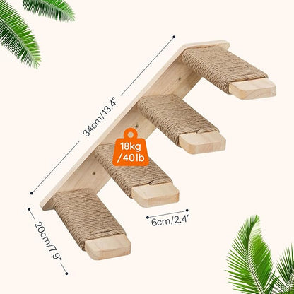 HOOBRO Cat Wall Shelves Set of 2, Wood Wall Mounted 4-Level Cat Wall Steps - Image 5