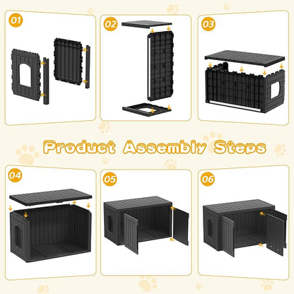 Cat Litter Box Enclosure, Indoor Outdoor Cat House Weatherproof, Side Table - Image 6