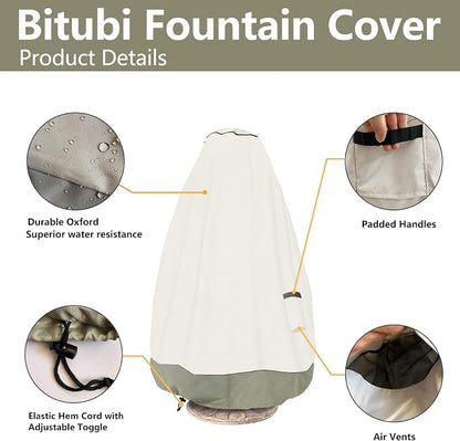 Bitubi Fountain Cover（52"x68"） 600D Oxford Cloth Garden Fountain Statue - Image 4