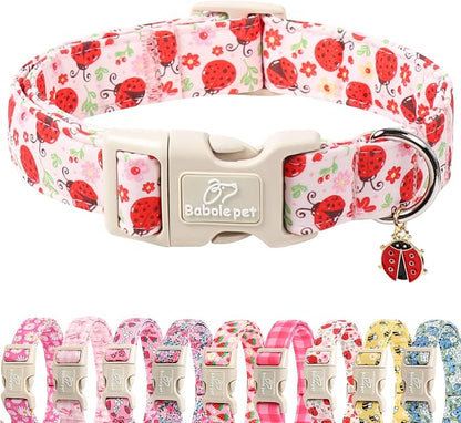 Lucky Ladybug Dog Collar for Large Dogs by Babolepet