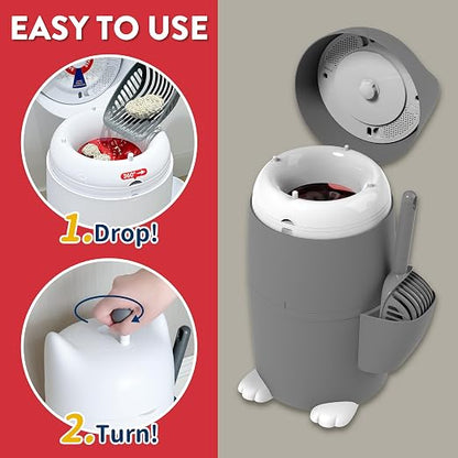 Red Rocket Pets Cat Litter Trash Can Kitty Twister Plus Pack Grey, 12x Refills - Image 3