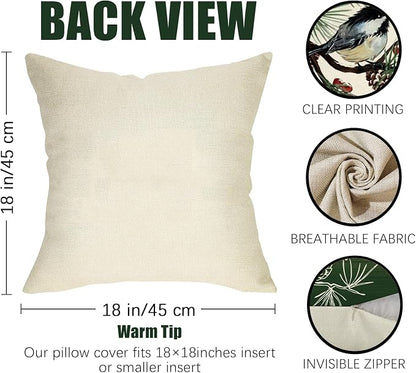 Fahrendom Hello Winter Green Decorative Throw Pillow Covers 18 x 18 Set of 4 - Image 2