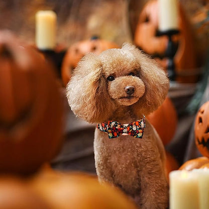 Fall Dog Collar, Leaf Pumpkin Print Adjustable Pet Collar Cute Cotton Soft - Image 6