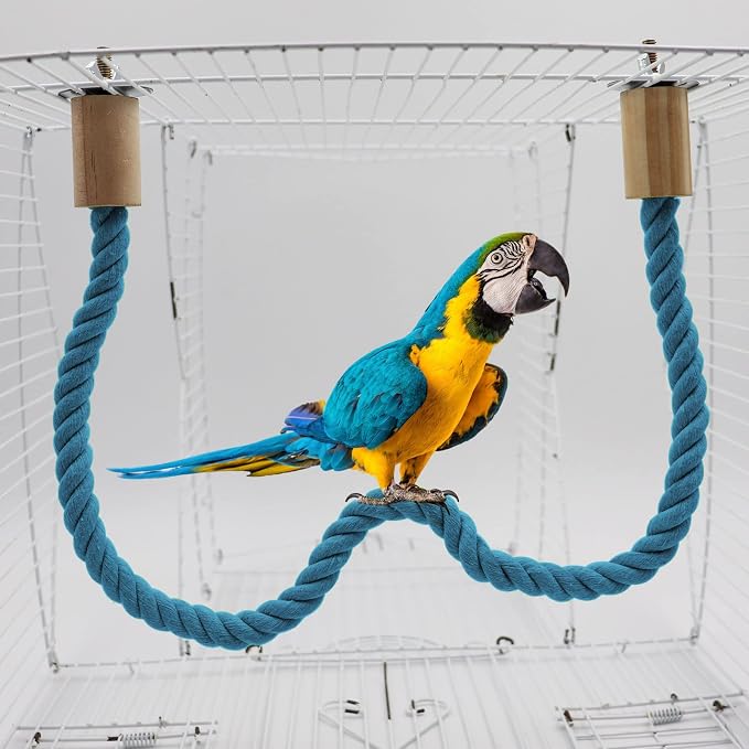 2 Pack Bird Rope Perch and Swing, Bird Cage Stand Pole Accessories, Climbing Toy - Image 2