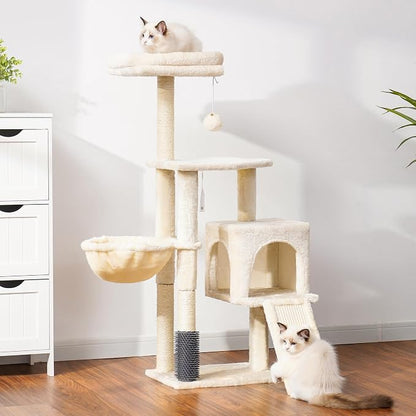 Heybly Cat Tree with Cat Self Groomer Brush, Cat Tower Condo - Image 8