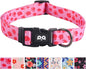 QQPETS Adjustable Soft Dog Collar: Print Flower Pink Multicolor Cute Patterns by QQPETS