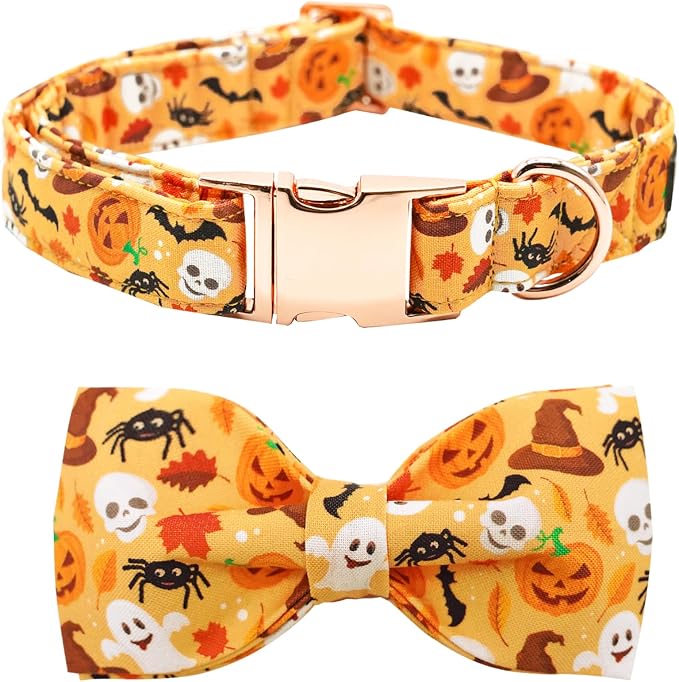 Halloween Dog Collar, Pet Collar Bow Fall Puppy Collar Girl Boy Holiday Collars by BoboRainbow
