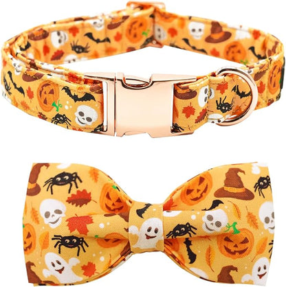 Halloween Dog Collar, Pet Collar Bow Fall Puppy Collar Girl Boy Holiday Collars by BoboRainbow