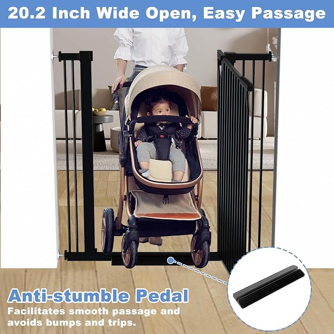 40.5" Extra Tall Baby Gate for Stairs, 29.5"-40.5" Extra Wide Dog Gate Indoor - Image 5