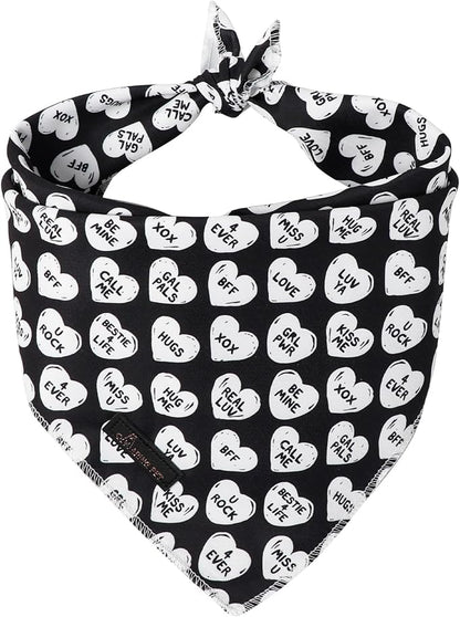 ARING PET Valentine's Day Dog Bandana, Cute Black White Pet Bandanas Scarf by ARINGPET