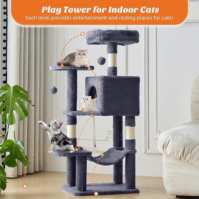 Sweetcrispy 44 Inch Cat Tree Tower, Cat Climbing Tower - Image 2
