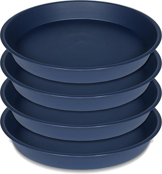 4 Pack of 14 inch Plant Saucers Bird Bath Bow Round, Plastic Plant Saucer Tray by Bleuhome