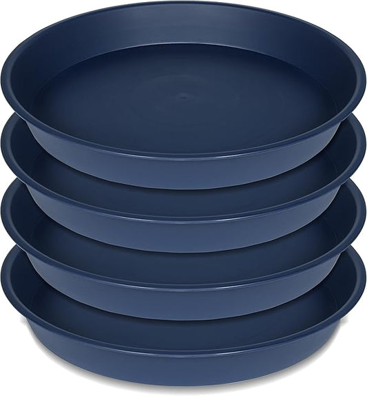 4 Pack of 18 19 inch Plant Saucer Drip Tray, Heavy Duty Deep Plant Saucers by Bleuhome