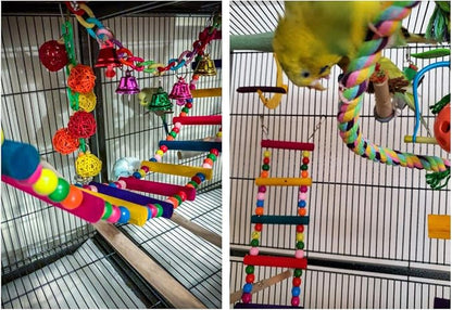DS. DISTINCTIVE STYLE Bird Ladder Toys Coloured Flexible Parrot Swing Bridge - Image 7
