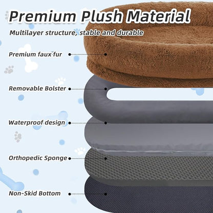 Human Dog Bed, Washable Faux Fur Pet Bed - Image 4