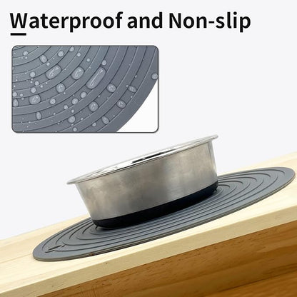 Fhiny 3PCS Silicone Pet Food Mat, 9.5" Round Waterproof Non-Slip Dog Cat Bowl - Image 2