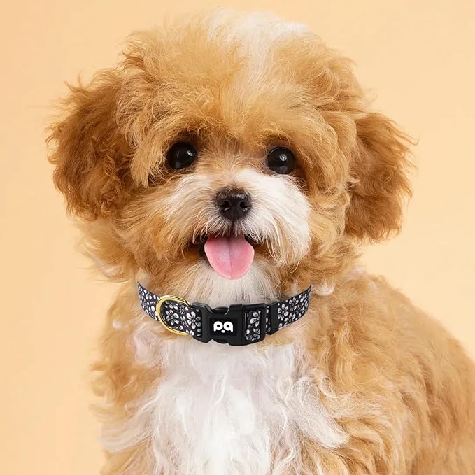 QQPETS Adjustable Soft Dog Collar: Print Flower Pink Multicolor Cute Patterns - Image 8