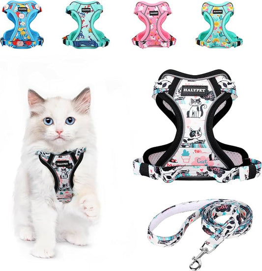 Halypet Cat Harness and Leash Set Cute Escape Proof Vest Harness by DOMoreWithYourPet