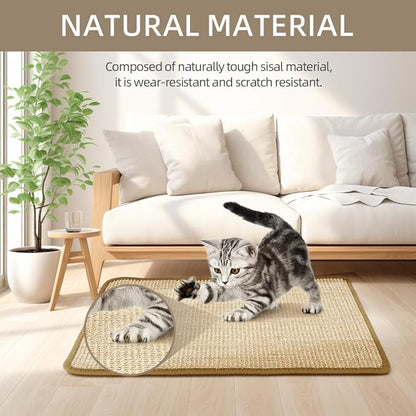Cat Scratcher Mat, 23.6 X 15.7 Inch, Natural Sisal Cat Scratch Mats, Horizontal - Image 3