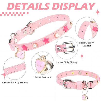 EXPAWLORER Leather Cat Collar for Girl Boy- Adjustable Pet Collar - Image 3