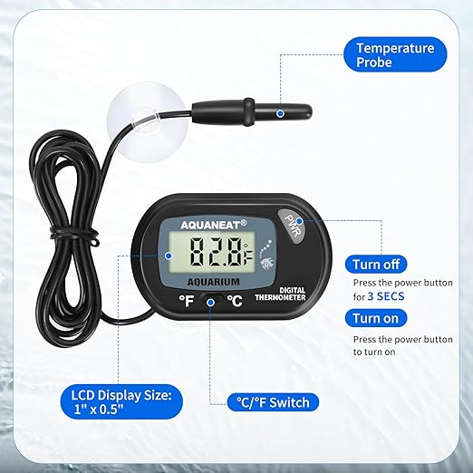 AQUANEAT 2 Pack Aquarium Thermometer, Fish Tank Thermometer, Digital - Image 3