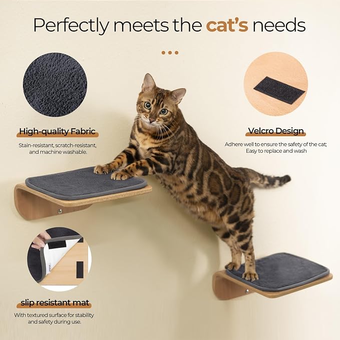 Cat Wall Shelves for Cat Wall Steps, Wooden Floating Modern Mounted Space - Image 4