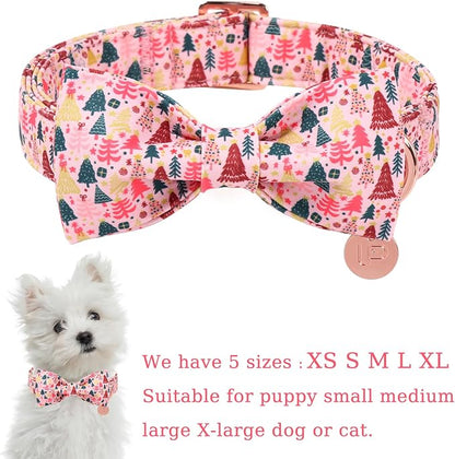 Christmas Dog Collar with Bow Tie, Adjustable Pet Collar with Cute Xmas Tree - Image 2