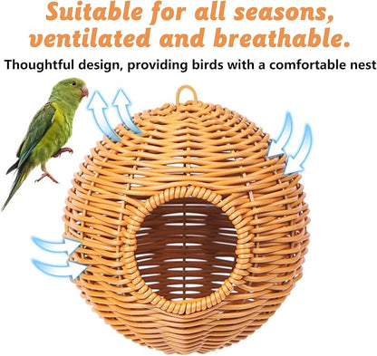 BNOSDM Rattan Bird Nest Parrot Nesting House Parakeet Hanging Swing Soft - Image 6