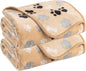 Dog Blanket Paw Bone Pattern 1 Pack 2 Super Soft Warm Flannel Sofa Cover Car by AIWEKHOME