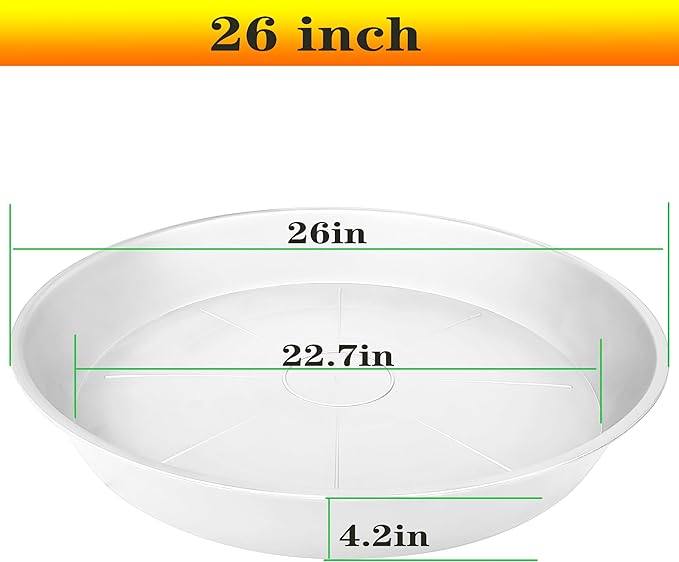 3 Pack of 26 inch Plant Saucer, 4.2" Depth Tray, Large Deep Garden Plastic - Image 2